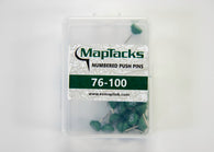 Buy map Map Push Pins, Green, Numbered 76-100