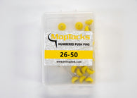 Buy map Map Push Pins, Yellow, Numbered 26-50