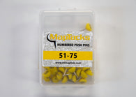 Buy map Map Push Pins, Yellow, Numbered 51-75
