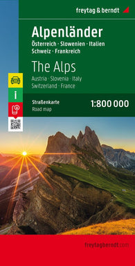 Buy map Alpine countries, road map 1:800,000