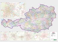 Buy map Österreich Postleitzahlen, Poster 1:500.000, Metallbestäbt in Rolle = Austria postcodes, wall map 1:500,000, metal bars