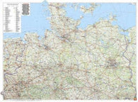 Buy map Deutschland Nord physisch, metallbestäbt in Rolle = Germany North physical, metal bars