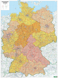 Buy map Deutschland Postleitzahlen, Poster 1:700.000, Metallbestäbt in Rolle = Germany postcodes, wall map 1:700,000, metal bars