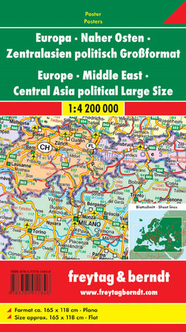 Buy map Europa - Naher Osten - Zentralasien, politisch, Großformat, 1:4,200,000., Poster = Europe - Middle East - Central Asia, political, large scale, 1:4.200,000