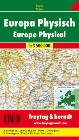 Buy map Europa physisch, 1:3,500,000., Poster = Europe physical, 1:3.500,000, wall map