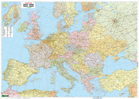 Buy map Europa politisch, Poster 1:3,500,000., Metallbestäbt in Rolle = Europe political, wall map 1:3.500,000, metal bars