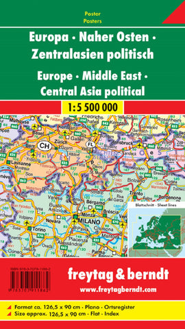 Buy map Europa - Naher Osten - Zentralasien politisch, 1:5,500,000, Poster = Europe - Middle East - Central Asia political, 1:5.500,000, wall map
