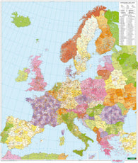 Buy map Europa Postleitzahlen, Postleitzahlenkarte 1:3,700,000., Poster, metallbestäbt = Europe postcode map 1:3.700,000, wall map, metal bars