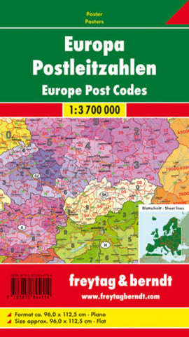 Buy map Europa Postleitzahlen, Postleitzahlenkarte 1:3,700,000., Poster = Europe postcodes, map 1:3.700,000, wall map