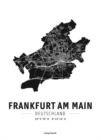 Buy map Frankfurt am Main, Designposter, Hochglanz-Fotopapier = Frankfurt am Main, wall map, high-gloss photo paper