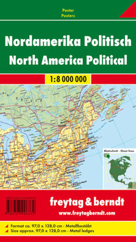 Buy map Nordamerika politisch, 1:8 000,000., Poster, metallbestäbt = North America political, 1:8 000,000, wall map, metal bars