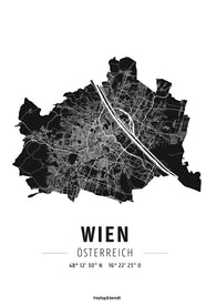 Buy map Wien, Designposter, Hochglanz-Fotopapier = Vienna, wall map, high-gloss photo paper