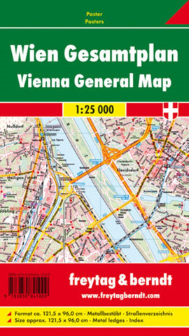 Buy map Wien Gesamtplan, 1:25.000, Poster metallbestäbt = Vienna General map, 1:25,000, metal bars wall map
