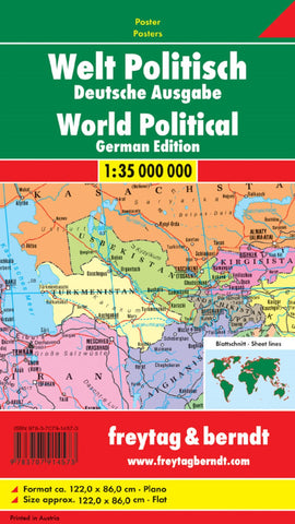 Buy map Welt politisch, Deutsche Ausgabe, 1:35. 000,000., Poster = World political, German edition, 1:35. 000,000., wall map