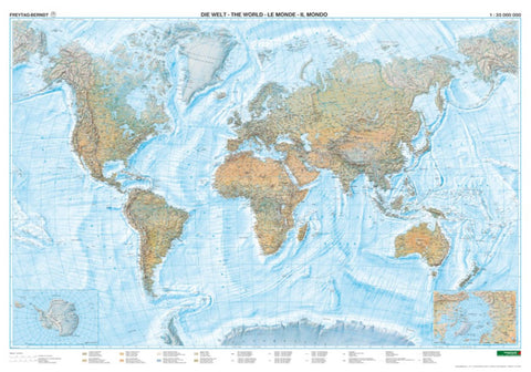 Buy map Welt physisch Meeresrelief, 1:35,000,000., Poster metallbestäbt = World physical sea relief, 1:35,000,000, wall map metal bars wall map