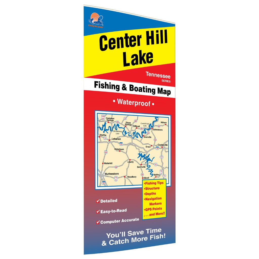 Buy map: Center Hill Lake Fishing Map – YellowMaps Map Store