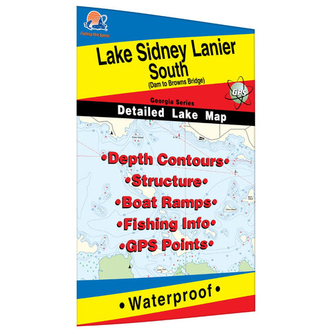 Buy map Lake Sidney Lanier South Fishing Map (Dam to Browns Bridge)