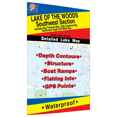 Buy map Lake of the Woods Southwest Fishing Map, Lake (incl. Big/Little Traverse Bay - MN/ONT)