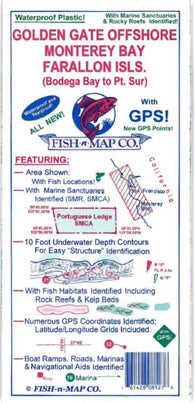 Buy map Golden Gate Offshore/Monterey Bay/Farallon Islands (Bodega Bay to Pt. Sur) Fishing Map