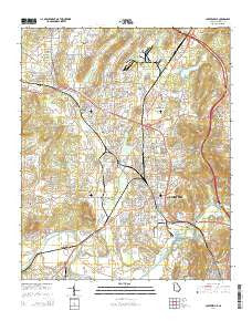 Cartersville Georgia Current topographic map, 1:24000 scale, 7.5 X 7.5 Minute, Year 2014