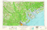 Savannah Georgia Historical topographic map, 1:250000 scale, 1 X 2 Degree, Year 1961
