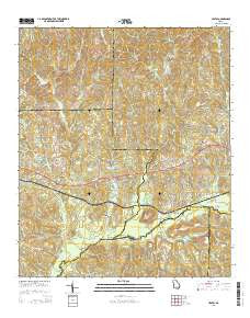 Upatoi Georgia Current topographic map, 1:24000 scale, 7.5 X 7.5 Minute, Year 2014
