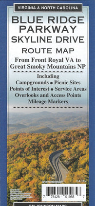 Buy map Blue Ridge Parkway Skyline Drive Route Map