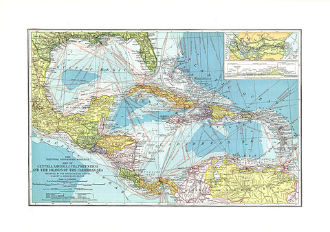 Buy map 1913 Central America, Cuba, Porto Rico, and the Islands of the Caribbean Sea
