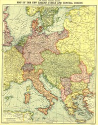 Buy map 1914 New Balkan States and Central Europe Map