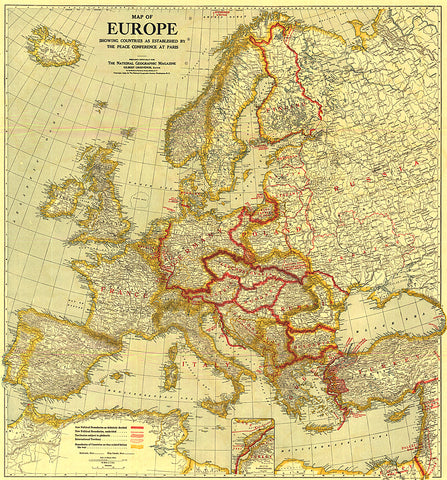 Buy map 1921 Map of Europe Showing the Countries Established by the Peace Conference of Paris