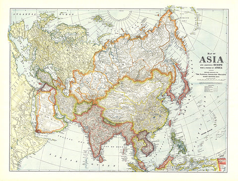 Buy map 1921 Map of Asia with Europe and a portion of Africa