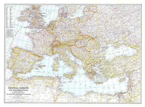 Buy map 1939 Central Europe and the Mediterranean Map