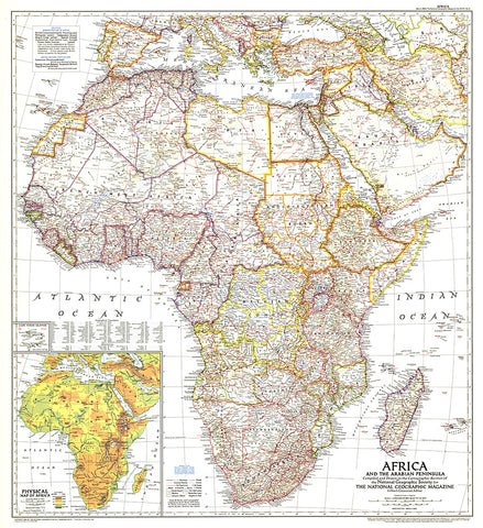 Buy map 1950 Africa and the Arabian Peninsula Map