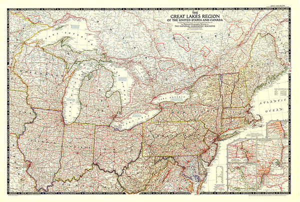 Buy map 1953 The Great Lakes Region of the United States and Canada