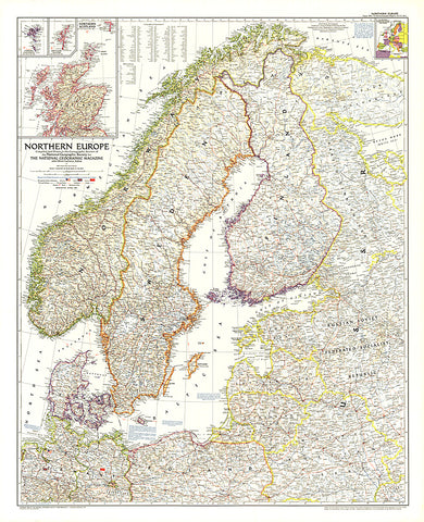 Buy map 1954 Northern Europe Map