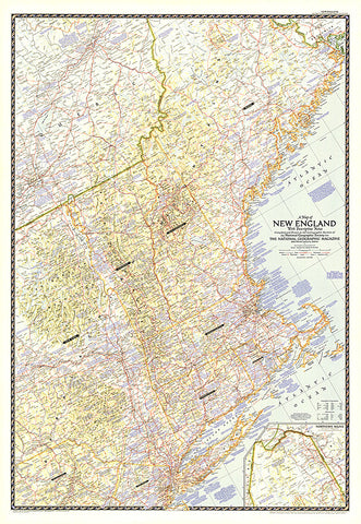 Buy map 1955 Map of New England with Descriptive Notes