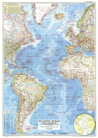 Buy map 1955 Atlantic Ocean Map