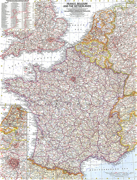 Buy map 1960 France, Belgium and the Netherlands Map