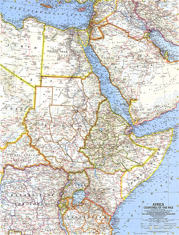 Buy map 1963 Africa, Countries of the Nile Map