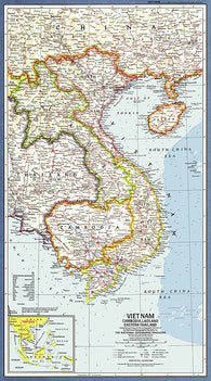 Buy map 1965 Vietnam, Cambodia, Laos and Eastern Thailand Map