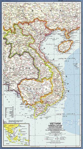 Buy map 1965 Vietnam, Cambodia, Laos and Eastern Thailand Map