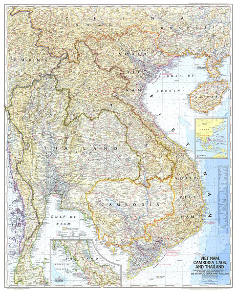 Buy map 1967 Vietnam, Cambodia, Laos, and Thailand Map