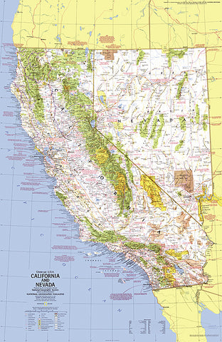 Buy map 1974 Close-up USA, California and Nevada Map