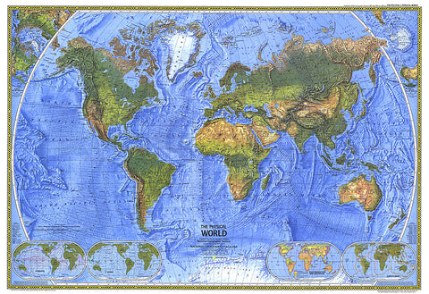 Buy map 1975 Physical World Map