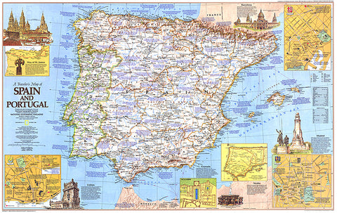 Buy map 1984 Travelers Map of Spain and Portugal