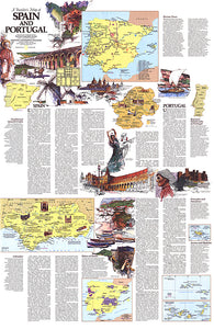 Buy map 1984 Travelers Map of Spain and Portugal Theme