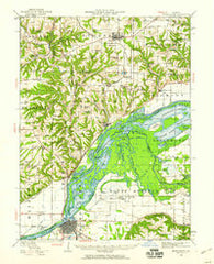 Beardstown Illinois Historical topographic map, 1:62500 scale, 15 X 15 Minute, Year 1944