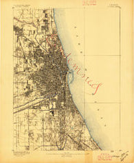 Chicago Illinois Historical topographic map, 1:62500 scale, 15 X 15 Minute, Year 1889