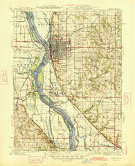 Quincy Illinois Historical topographic map, 1:62500 scale, 15 X 15 Minute, Year 1945