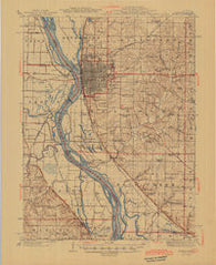 Quincy Illinois Historical topographic map, 1:62500 scale, 15 X 15 Minute, Year 1945